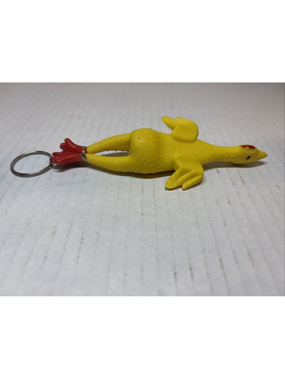 Vintage Yellow Rubber Chicken Keychain Back Pack Key Ring Funny Joke Gag Gift 5”